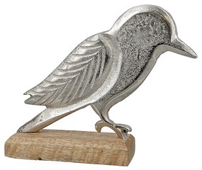 Διακοσμητικό ArteLibre Πουλί Σε Βάση Ασημί/Φυσικό Αλουμίνιο/Ξύλο 5x18x16cm-05160315