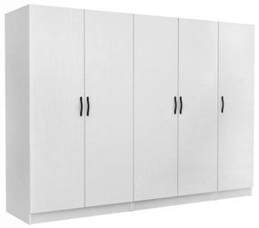 Ντουλάπα ρούχων Victoria Megapap πεντάφυλλη χρώμα λευκό 250x60x181εκ.