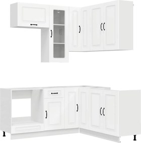 vidaXL Μονάδα κουζίνας KALMAR 8 pcs Λευκό Επεξεργασμένο Ξύλο