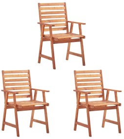 Καρέκλες Τραπεζαρίας Εξ. Χώρου 3 τεμ. Ξύλο Ακακίας με Μαξιλάρια - Κρεμ
