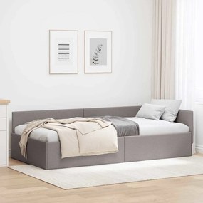 vidaXL Κρεβάτι Γωνίας Taupe 90 x 200 cm Ύφασμα και Έργο ξύλου