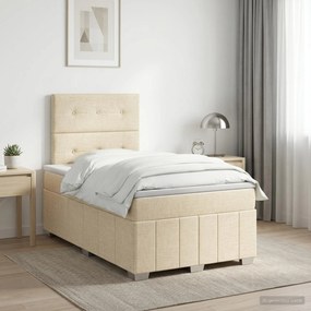 vidaXL Κρεβάτι box spring με στρώμα Κρεμ 120 x 190 cm Ύφασμα