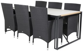 Σετ Τραπέζι και καρέκλες Dallas 2972, Επεξεργασμένο γυαλί, Πλαστικό ψάθινο, Ξύλο: Ξύλο Teak, Μαξιλάρι καθίσματος: Ναι | Epipla1.gr