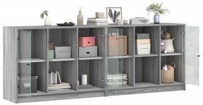 vidaXL Βιβλιοθήκη με Πόρτες Γκρι Sonoma 204x37x75 εκ. Επεξ. Ξύλο
