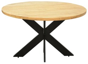 Τραπέζι Royalty I μασίφ ξύλο mango 4εκ σε φυσικό με πόδι μεταλλικό μαύρο Φ130x77εκ. 130x130x77 εκ.