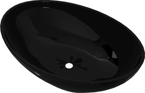 Πολυτελής Κεραμικός Νιπτήρας Οβάλ Μαύρος 40 x 33 cm