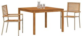 vidaXL Σέτ φαγητού για κήπο 3 pcs Μπεζ Στερεό Ξύλο Ακακίας