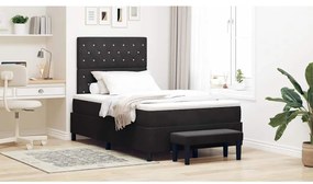 vidaXL Κρεβάτι με ελατήρια με στρώμα Μαύρο 120 x 200 cm Βελούδο