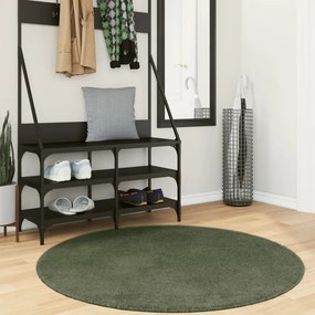 vidaXL Rug HUARTE Green Ø 120 cm 100% Polyester Επίπεδος