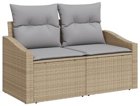 vidaXL Set Καναπέ Κήπου 5 Τεμαχίων με Μαξιλάρια Μπεζ Πολυ Ρατάν