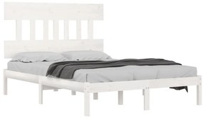 vidaXL Πλαίσιο Κρεβατιού Λευκό 120x190 εκ. Μασίφ Ξύλο Small Double