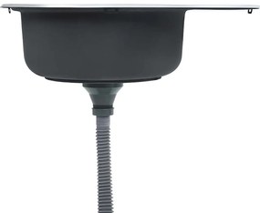 vidaXL Νεροχύτης Κουζίνας Οβάλ + Φίλτρο Σιφονιού &amp; Σιφόνι Ανοξ. Ατσάλι