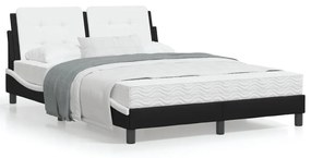 Κρεβάτι με Στρώμα Μαύρο και Λευκό 120 x 200 εκ. Συνθετικό Δέρμα - Μαύρο