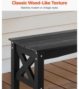 VEVOR Outdoor Bench Patio Bench 113 cm Weatherproof Plastic Frame 272 kg Black