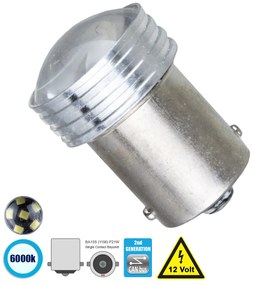 GloboStar® 81204 Λάμπα Αυτοκίνητου 1156 - BA15S - P21W 2nd Generation Can-Bus Series LED 6 SMD 2835 3W 450lm 120° DC 12V IP20 Ψυχρό Λευκό 6000K