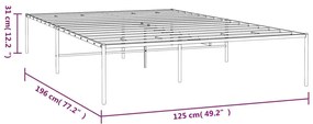 Πλαίσιο Κρεβατιού Μαύρο 120 x 190 εκ. Μεταλλικό - Μαύρο