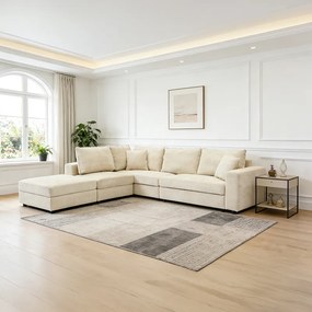 Πολυμορφικός καναπές Navaro pakoworld ύφασμα μπεζ 281x256x85εκ