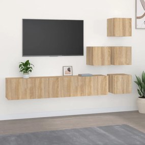 vidaXL Έπιπλο Τηλεόρασης Επιτοίχιο Sonoma δρυς από Επεξεργασμένο Ξύλο