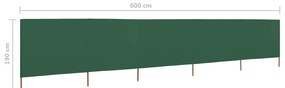 vidaXL Προστατευτικό Αέρα με 5 Πάνελ Πράσινο 600 x 160 εκ. Υφασμάτινο