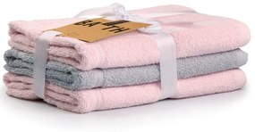 Πετσέτες Brody 14 (Σετ 3τμχ) Pink-Grey Kentia Προσώπου 50x90cm 100% Βαμβάκι