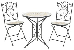 Τραπεζαρία Sellis pakoworld σετ 3τεμ μωσαικό-μέταλλο μαύρο