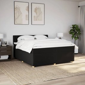 Κρεβάτι Boxspring με Στρώμα Μαύρο 200x200 εκ. Υφασμάτινο - Μαύρο