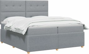 vidaXL Κρεβάτι box spring με στρώμα Ανοιχτό γκρι 200 x 200 cm Ύφασμα