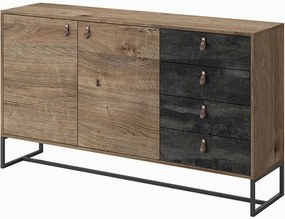Μπουφές Dark χρώμα Βελανιδιά+black stone 153x89x39cm