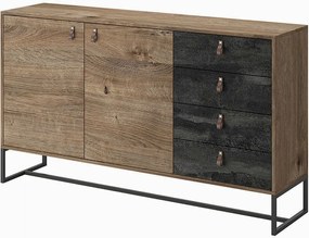 Lh-homefurniture Μπουφές Dark χρώμα Βελανιδιά+black stone 153x89x39cm DR-21