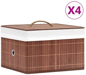 vidaXL Κουτιά Αποθήκευσης 4 τεμ. Καφέ από Μπαμπού