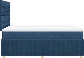 vidaXL Κρεβάτι Boxspring με Στρώμα Μπλε 120x190 εκ. Υφασμάτινο