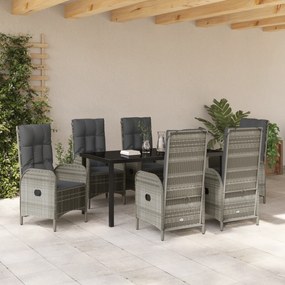 vidaXL Σετ 7 Τεμαχίων Καθιστικών Κήπου σε Γκρι Πολυ ρατάν