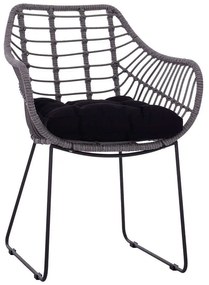 Πολυθρόνα Radia HM5300.20 60x62x84cm Grey-Black Μέταλλο,Wicker