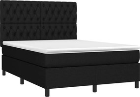 vidaXL Κρεβάτι Boxspring με Στρώμα Μαύρο 140x200 εκ. Υφασμάτινο