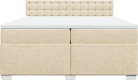 vidaXL Κρεβάτι Boxspring με Στρώμα Κρεμ 200x200 εκ. Υφασμάτινο
