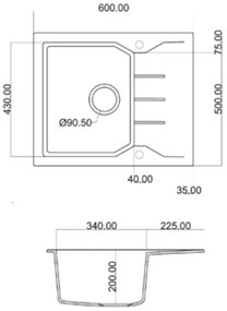 Νεροχύτης Sanitec 60 1B 1D-Γκρι