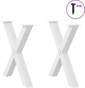 vidaXL Πόδια Τραπεζαρίας σε Σχήμα Χ, 2 τεμ. Λευκά 80x(72-73) εκ. Ατσάλι