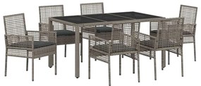 vidaXL Σέτ φαγητού για κήπο 7 pcs Γκρι συνθετικό ρατάν