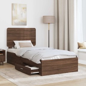 vidaXL Σκελετός Κρεβατιού Καφέ δρυς 75 x 190 cm Επεξεργασμένο ξύλο