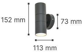 Ouachita 2xGU10 Outdoor Up-Down Wall Lamp Anthracite D15.2cmx11.3cm (80200644)