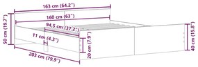 Πλαίσιο κρεβατιού χωρίς στρώμα 160x200 εκ. Επεξεργασμένο Ξύλο - Καφέ