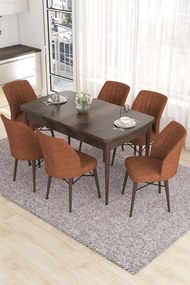 Extendable Dining Table &amp; Chairs Set (7 Pieces) Eva - Baroque, Tile Red Baroque
Tile Red