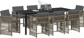 vidaXL Σέτ φαγητού για κήπο 9 pcs Γκρι συνθετικό ρατάν