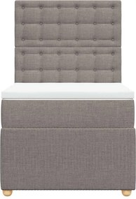 vidaXL Κρεβάτι Boxspring με Στρώμα Taupe 90x190 εκ.Υφασμάτινο
