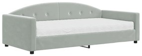 vidaXL Καναπές Κρεβάτι με Στρώμα Ανοιχτό Γκρι 100 x 200 εκ. Βελούδινος