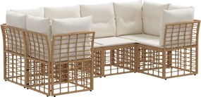 vidaXL Σειρά Καναπέ Εξωτερικού με μαξιλάρι 6 pcs Φυσικό Πολυεστέρας