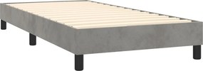 vidaXL Κρεβάτι Boxspring με Στρώμα Ανοιχτό Γκρι 90x200 εκ. Βελούδινο