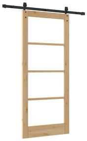 vidaXL Συρόμενη Πόρτα Χειροκίνητος Καφέ 86 x 198.5 cm Ξύλο και μέταλλο