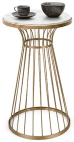 Βοηθητικό τραπεζάκι Tekosi Megapap μεταλλικό - Mdf χρώμα χρυσό - λευκό εφέ μαρμάρου 35x35x58εκ.