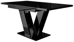 Τραπέζι Goodyear 104, Γυαλιστερό μαύρο, 76x80x120cm, 51 kg, Επιμήκυνση, Πλαστικοποιημένη μοριοσανίδα | Epipla1.gr